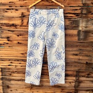BRIXTON | NWT Floral Print in White and Blue Straight Leg Pants 29